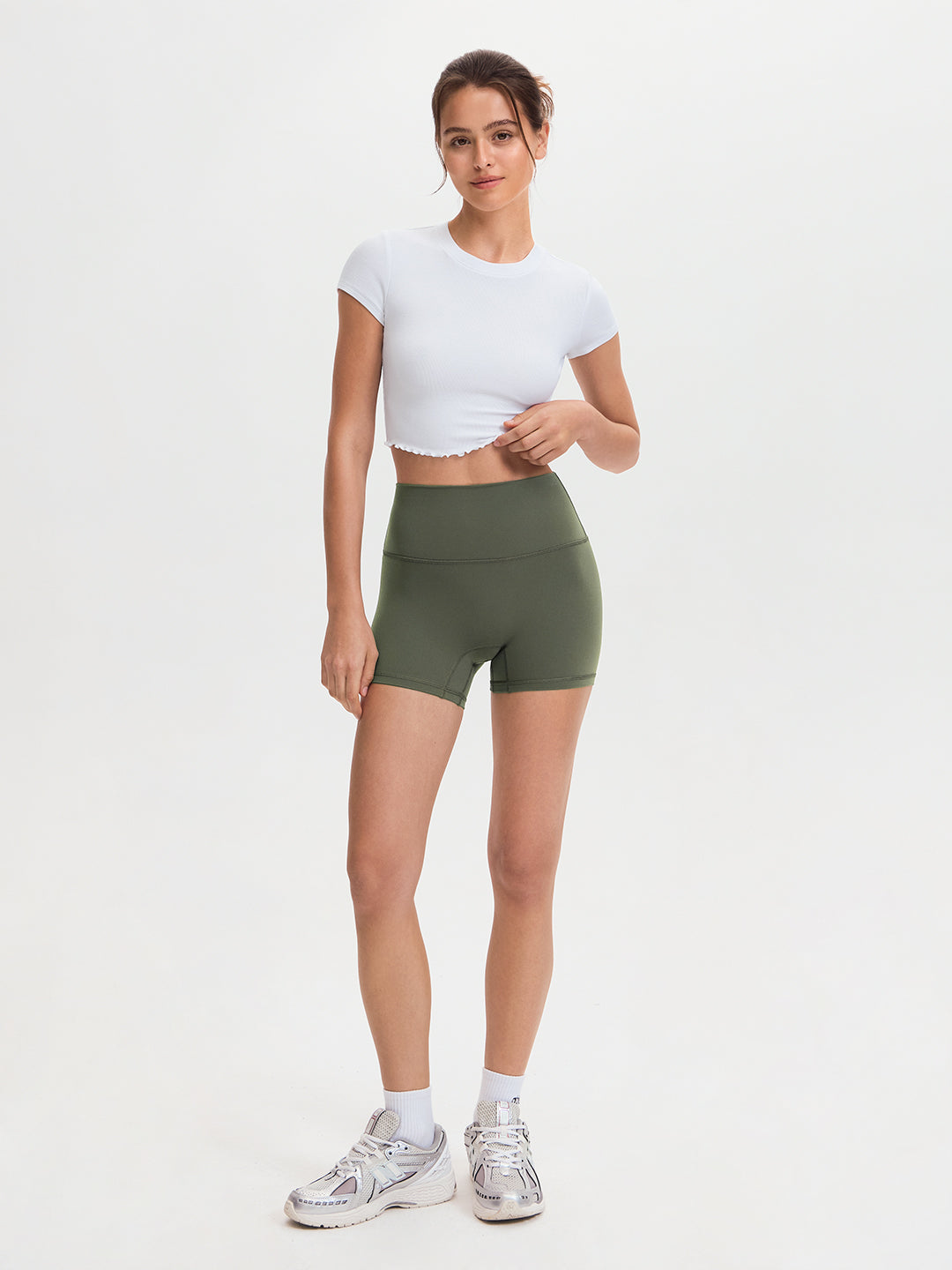 Avenza High Waist Seamless Short 4" #Olive