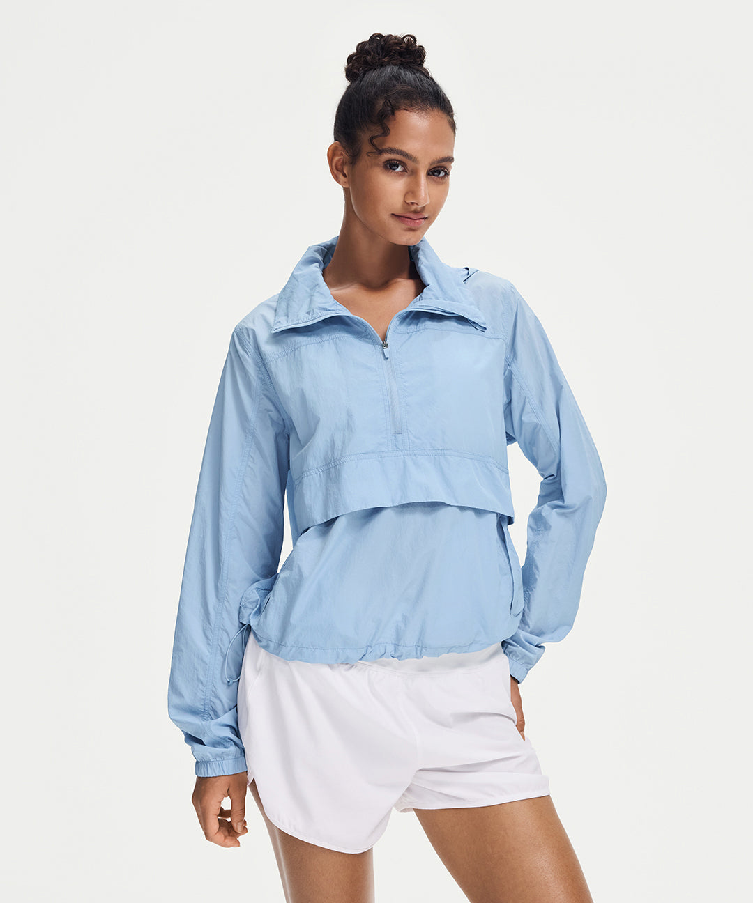 UV Protection Packable Half-Zip Jacket #Bright Haze Blue