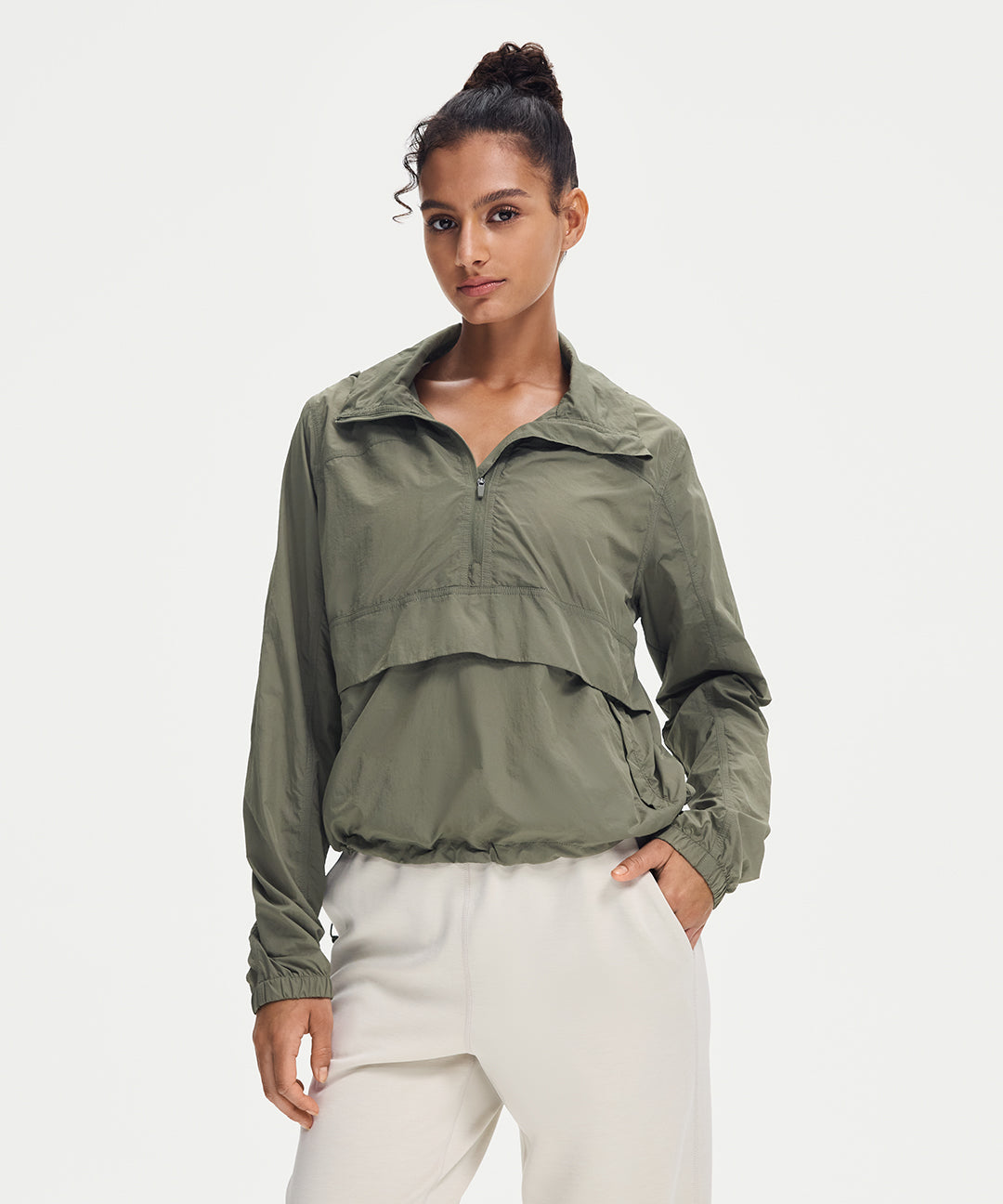UV Protection Packable Half-Zip Jacket #Ivy Green