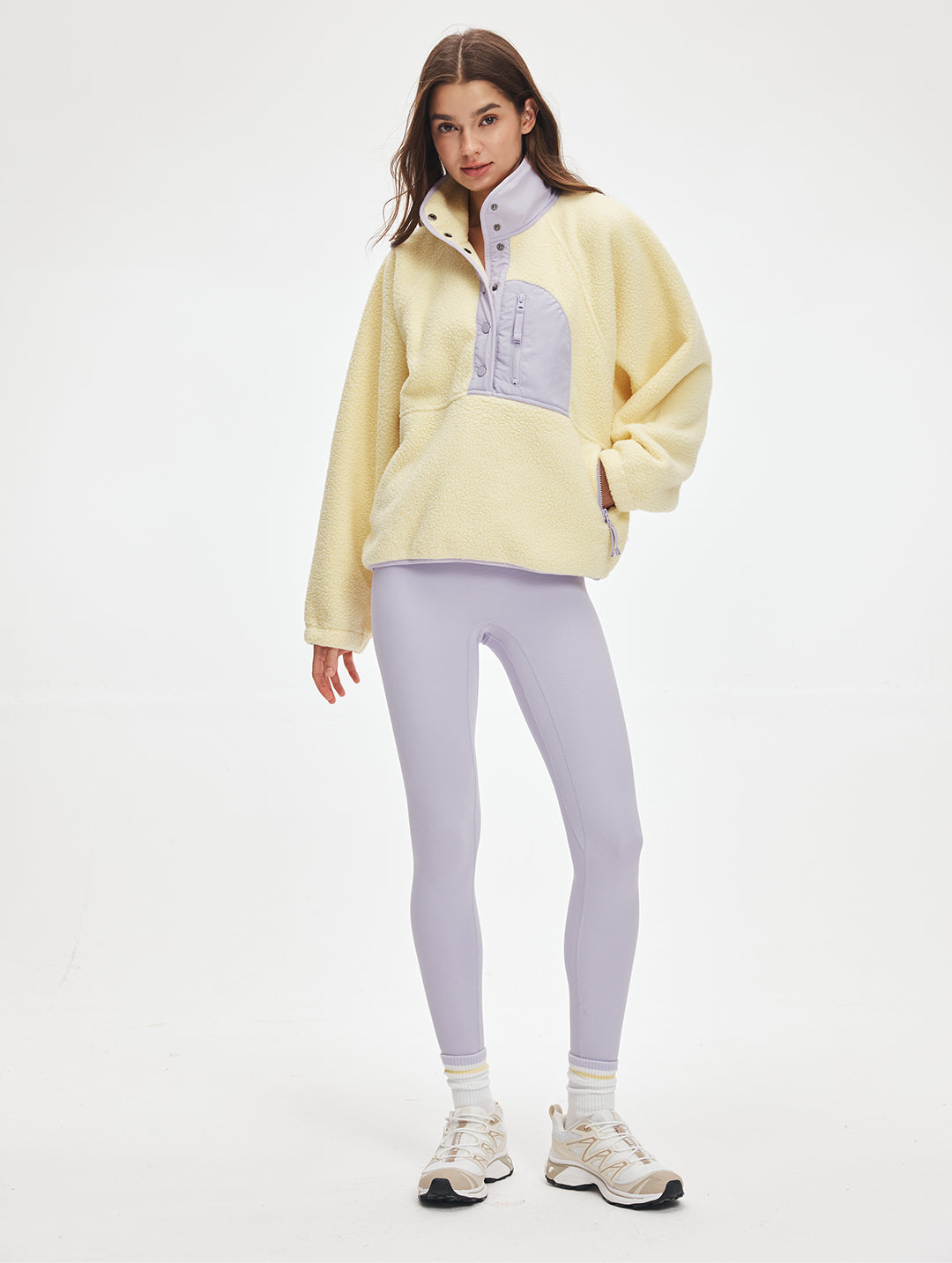 Fleece Quarter Button Pullover #Butter