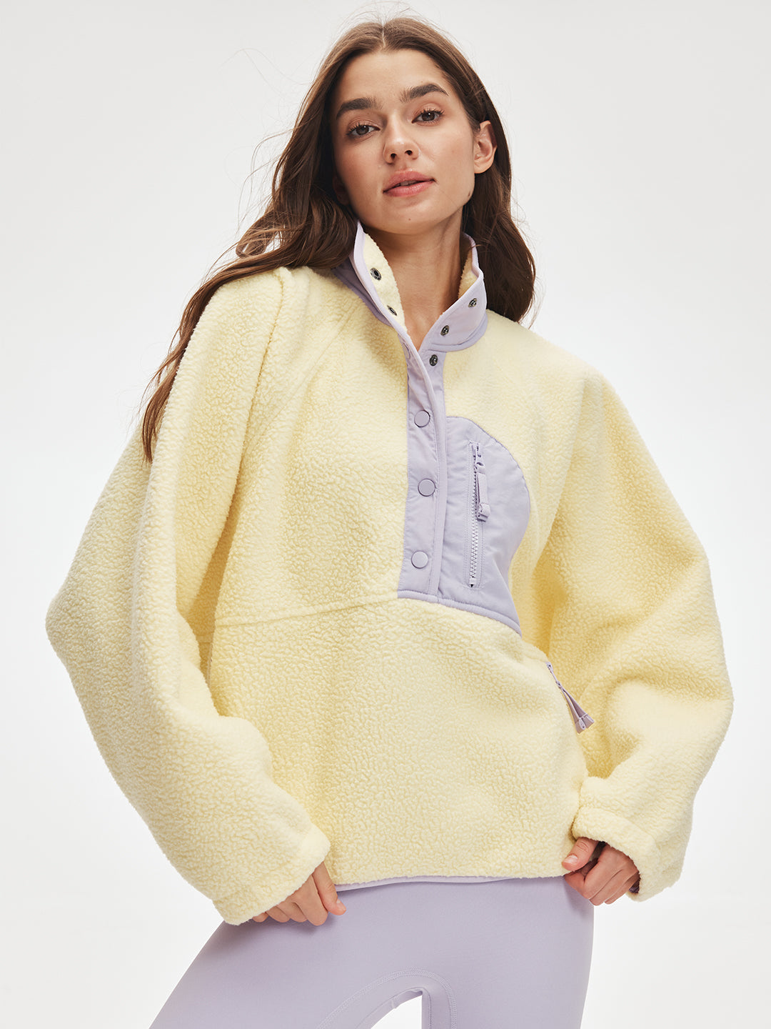 Fleece Quarter Button Pullover #Butter