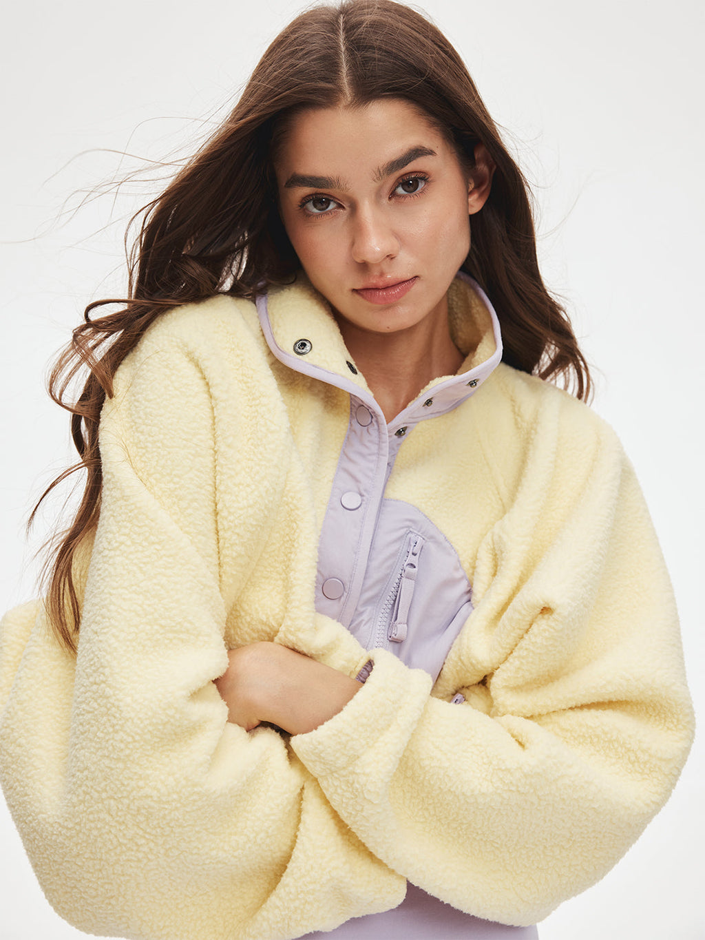 Fleece Quarter Button Pullover #Butter