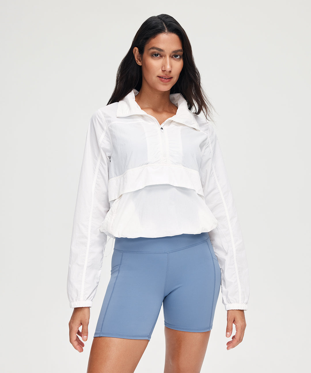 UV Protection Packable Half-Zip Jacket #White