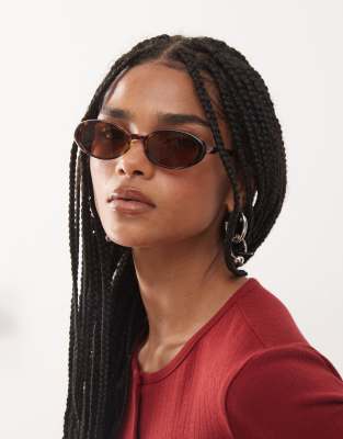 Reclaimed Vintage 90s oval sunglasses in brown