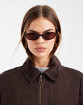 ASOS DESIGN slim oval sunglasses in milky brown
