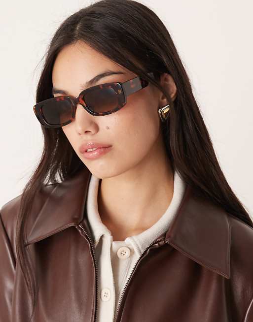 ASOS DESIGN mid square sunglasses in tort