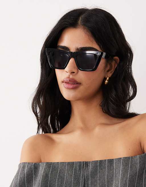 ASOS DESIGN cat eye sunglasses in black