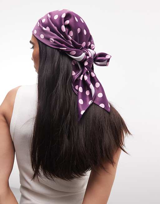 Reclaimed Vintage polka dot satin head scarf