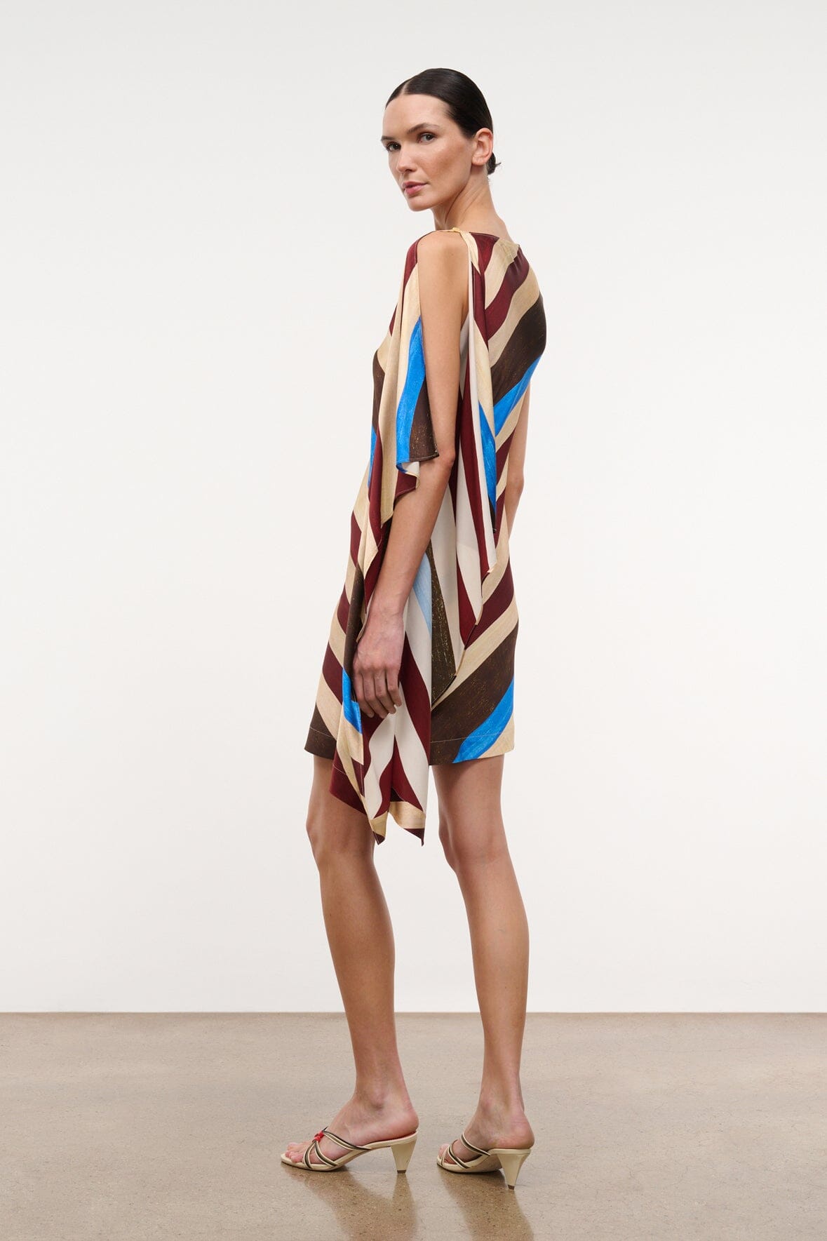 SABINA SILK DRESS | CAFFE STRIPE CAFFE STRIPE / XS