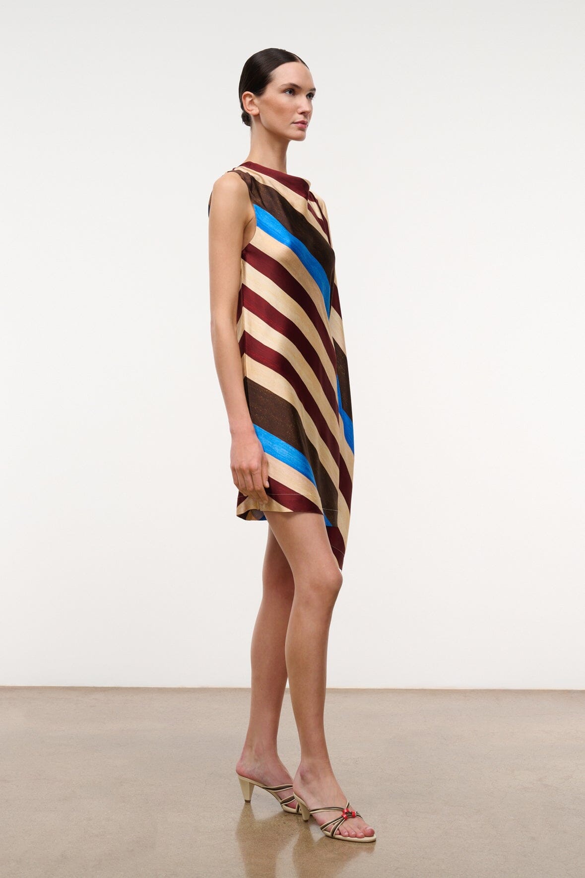 SABINA SILK DRESS | CAFFE STRIPE CAFFE STRIPE / XS