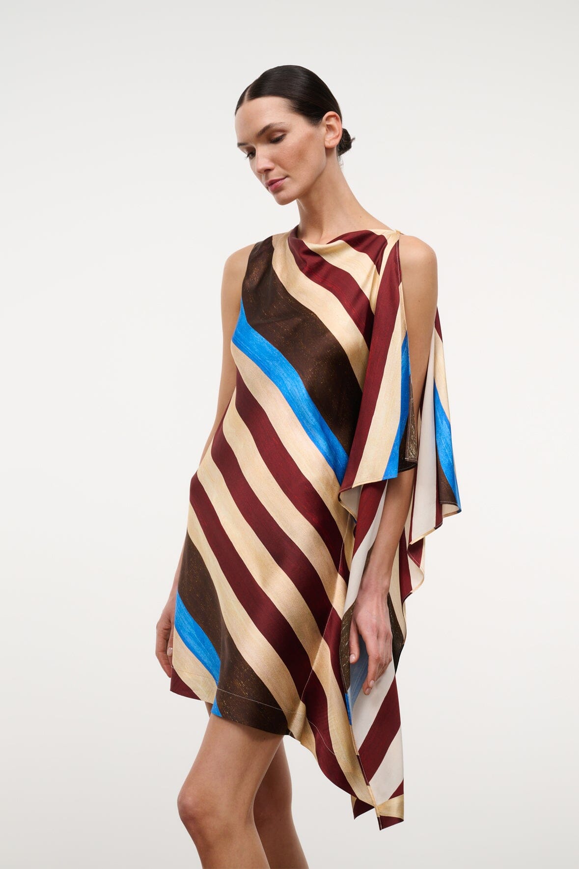 SABINA SILK DRESS | CAFFE STRIPE CAFFE STRIPE / XS