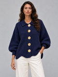 Aurelia Cardigan, Ribbed Knit #Navy