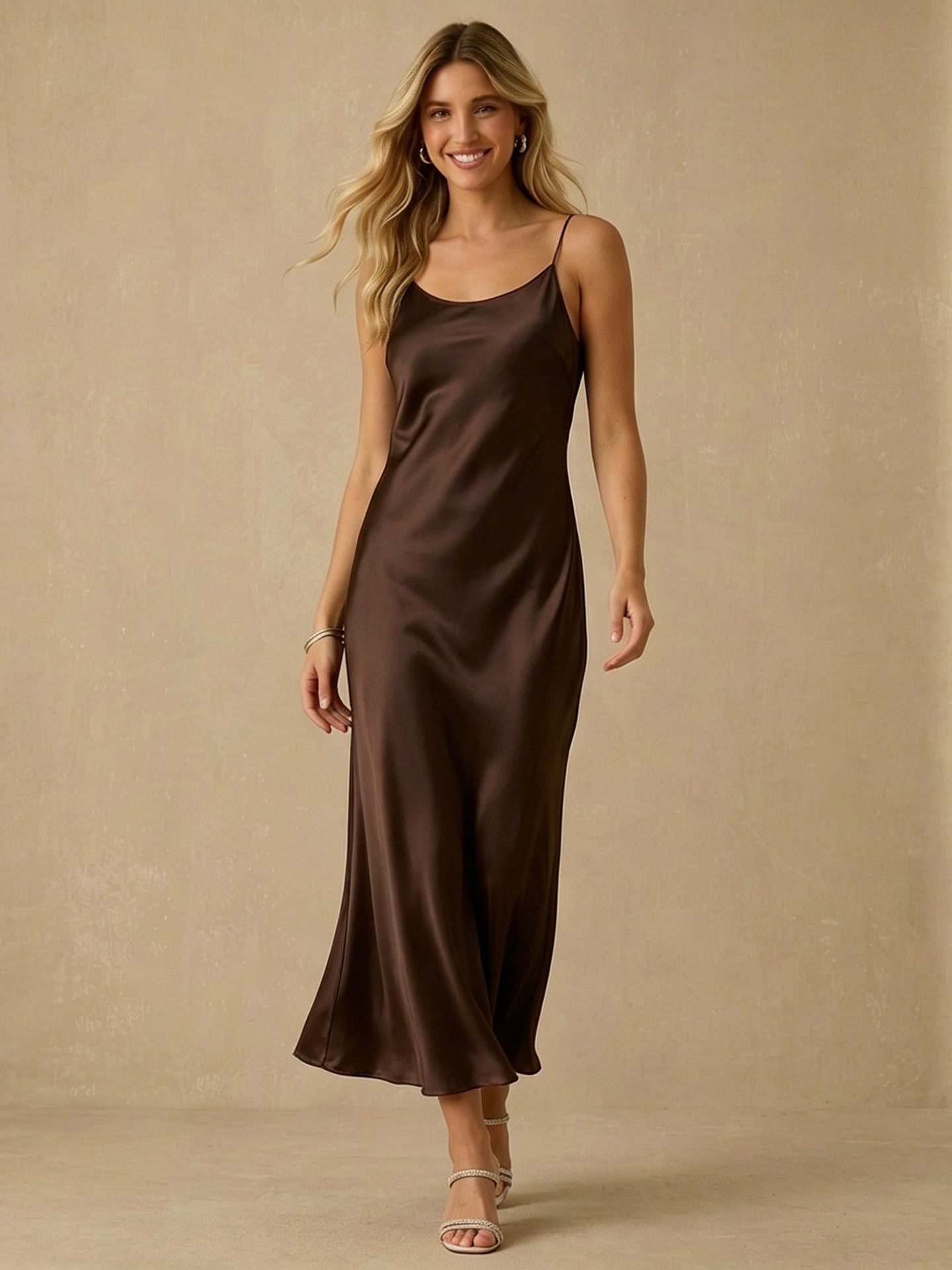 Classic Scoop Neck Mulberry Silk Slip Dress