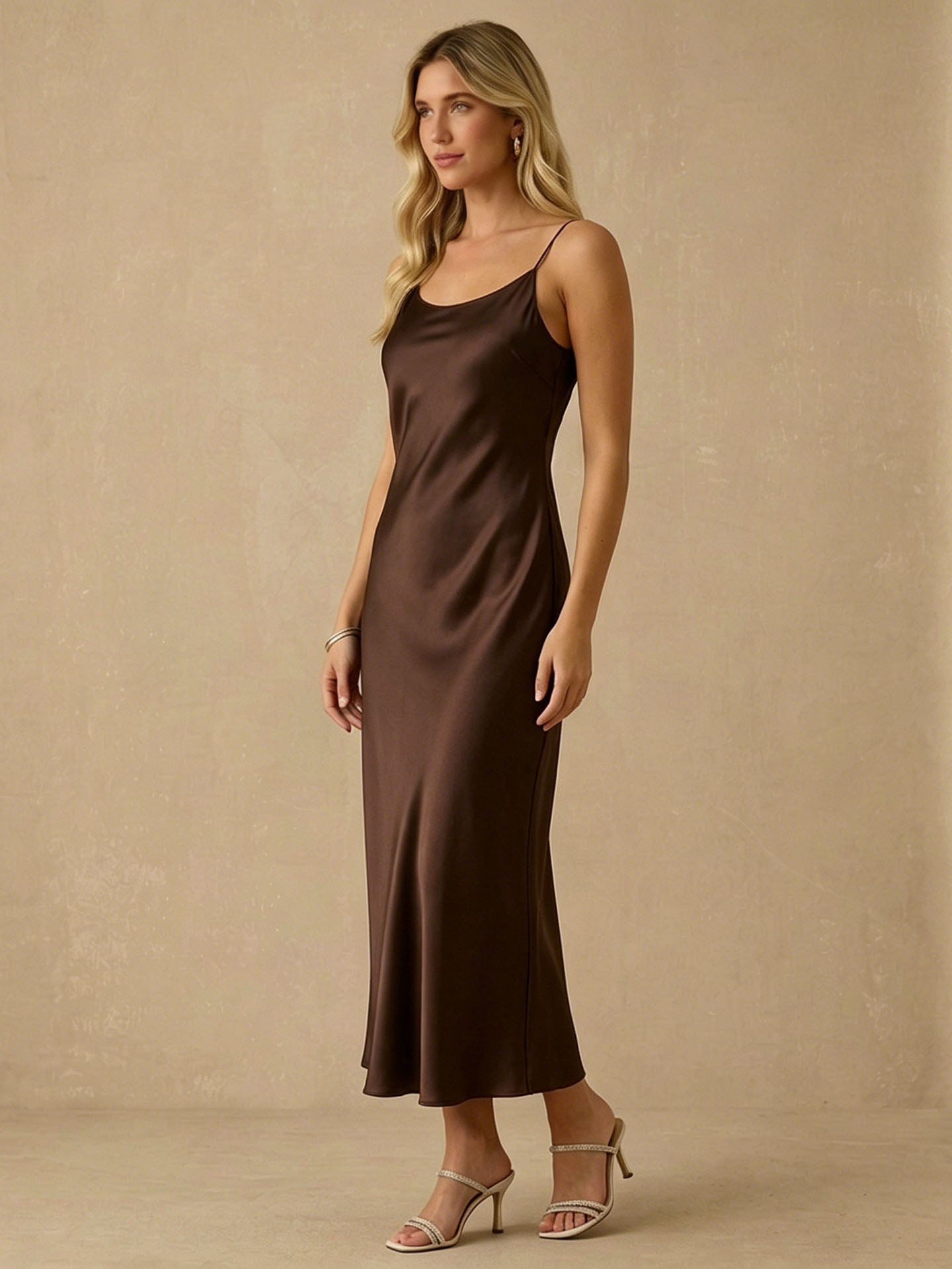 Classic Scoop Neck Mulberry Silk Slip Dress