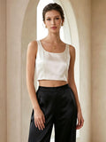 19mm Stretch Silk Satin Classic Cropped Tank Top