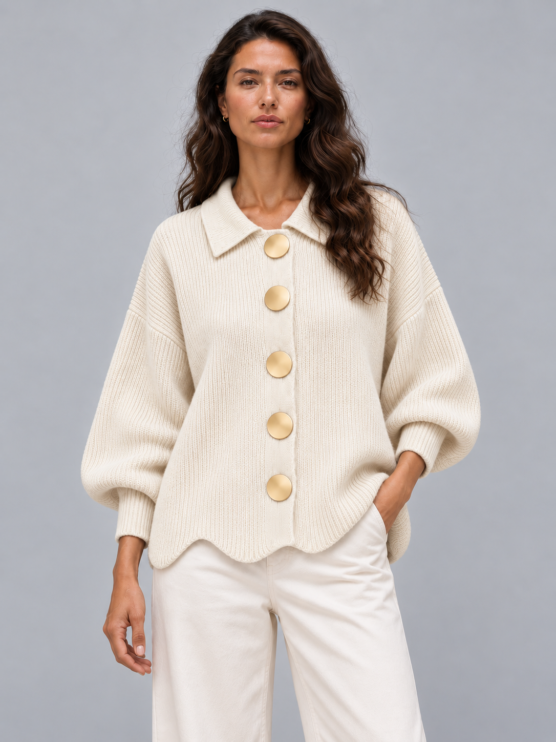Aurelia Cardigan, Ribbed Knit #Cream