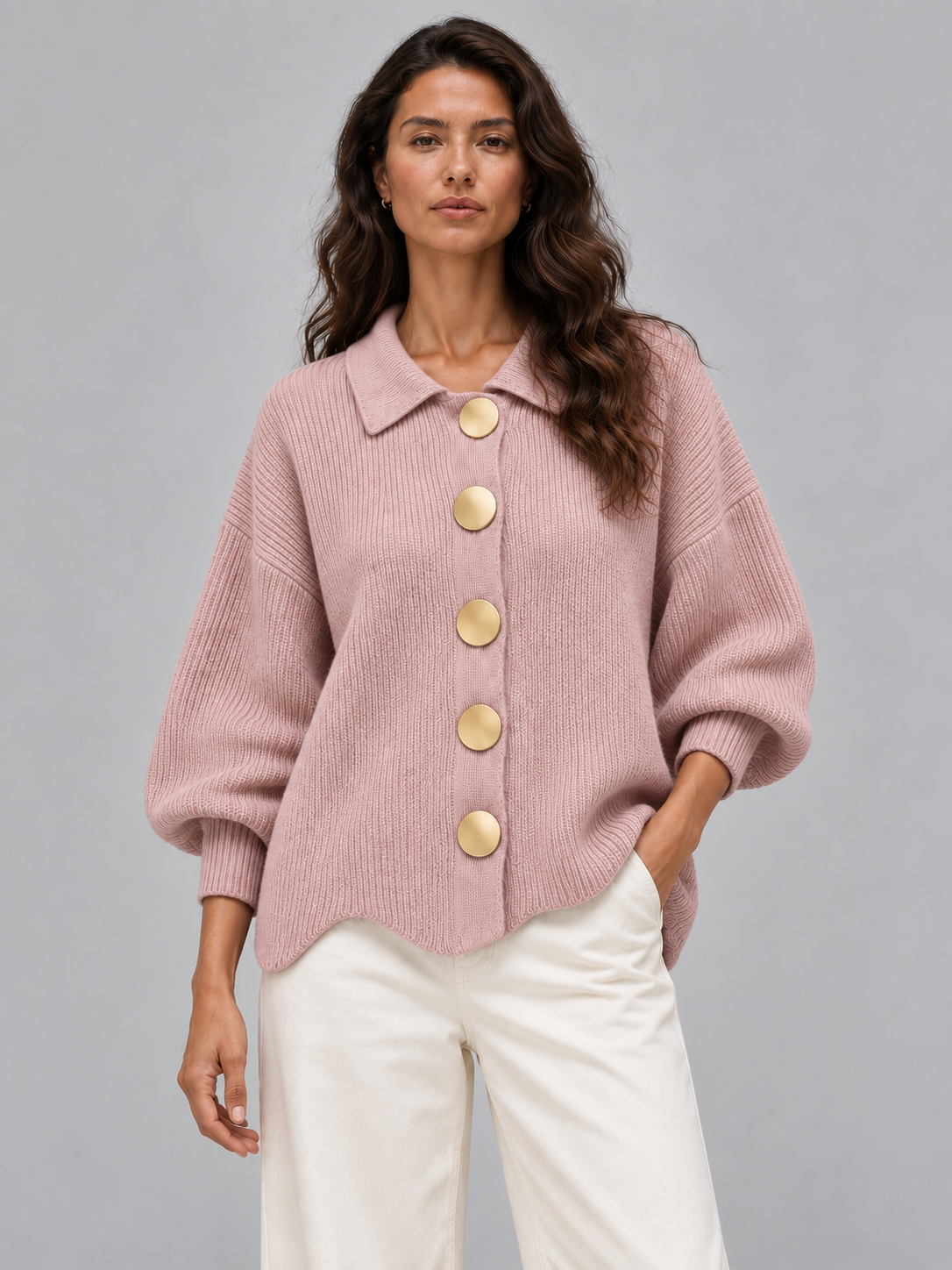 Aurelia Cardigan, Ribbed Knit #Pink