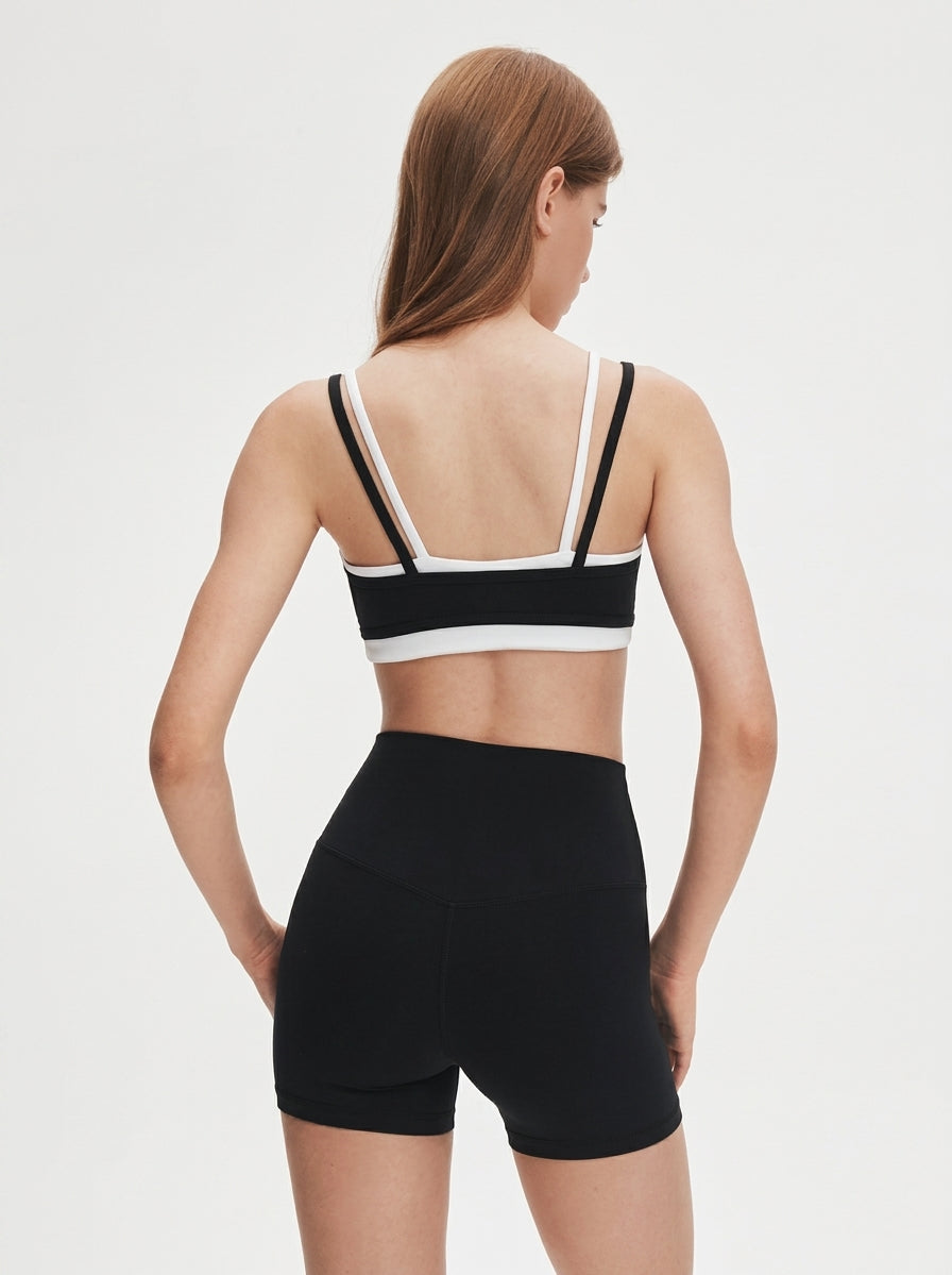 Avenza Contrast Layered Bra front #Black