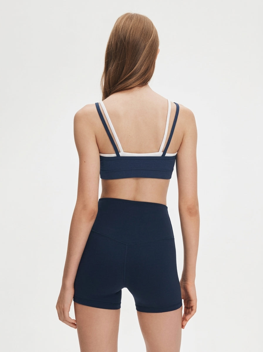 Avenza Contrast Layered Bra front #Navy