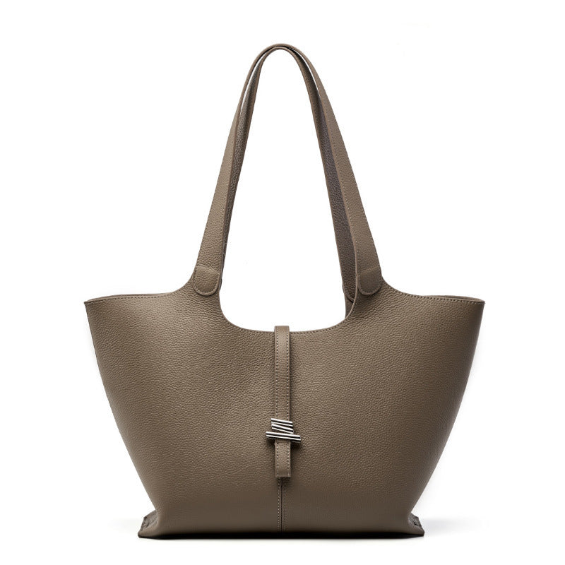 Avenza Margaux Full-Grain Leather Tote #Taupe