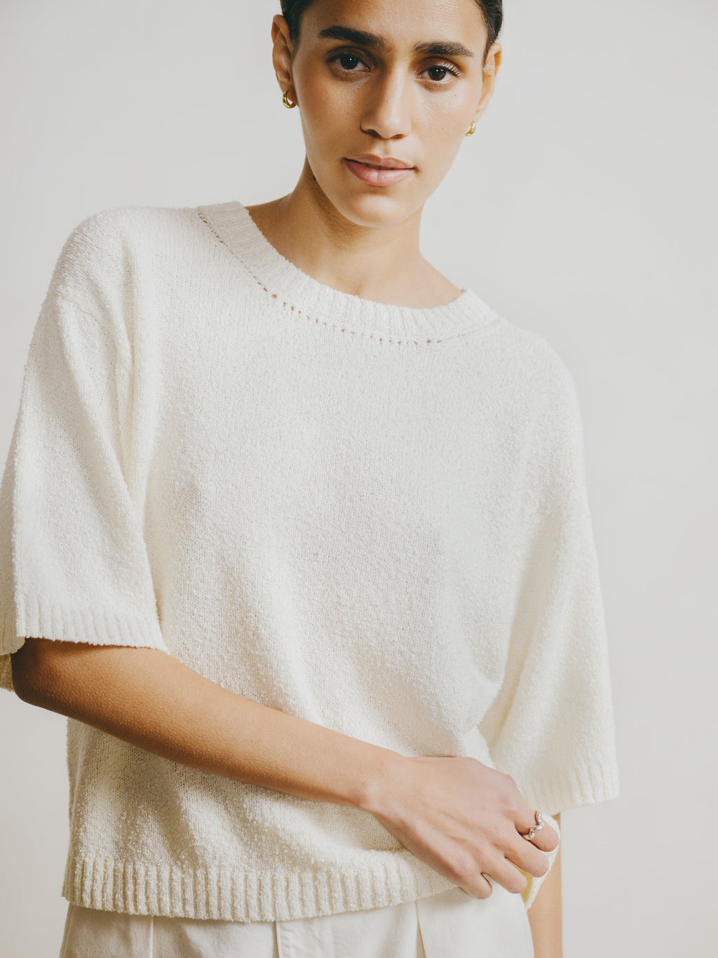 Otis Top, Organic Cotton Bouclé, Ecru
