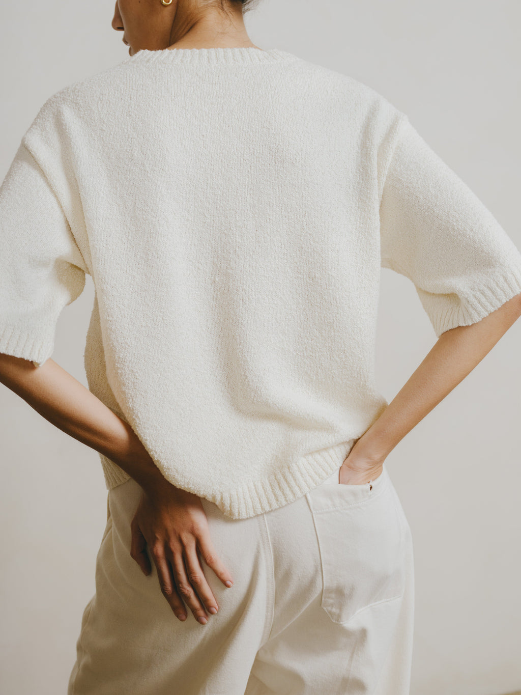 Otis Top, Organic Cotton Bouclé, Ecru
