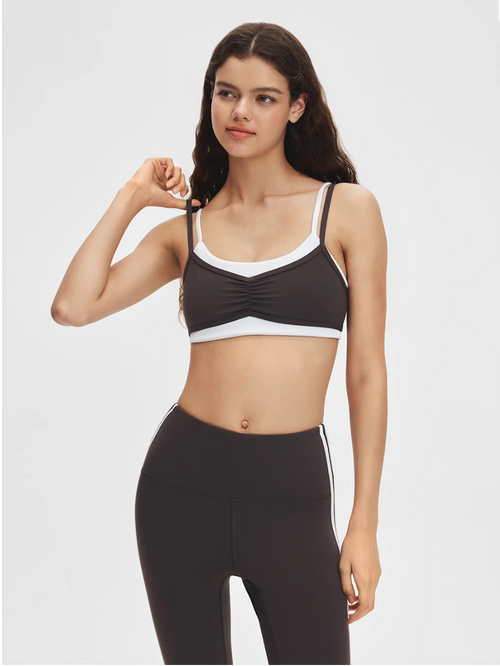 Avenza Contrast Layered Bra front #Mocha