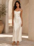 Classic Scoop Neck Mulberry Silk Slip Dress #Ivory White