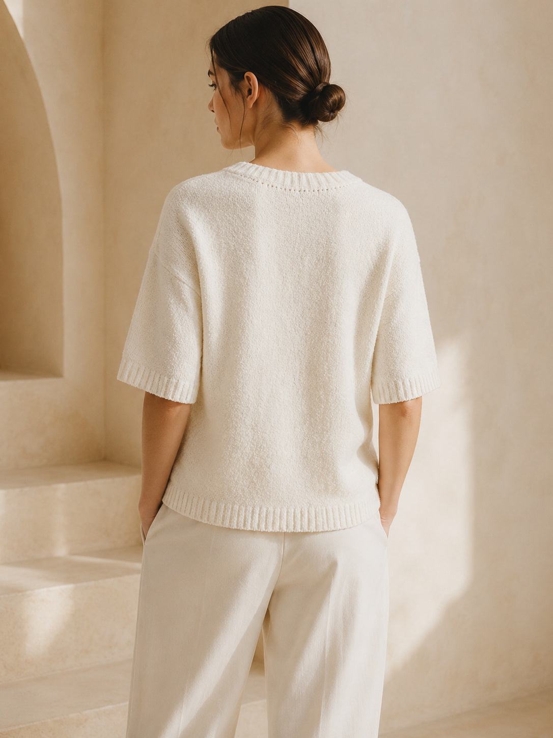 Otis Top, Organic Cotton Bouclé, Ecru