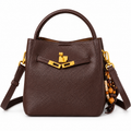 Avenza Belle Pebbled Leather Bucket Bag #Brown