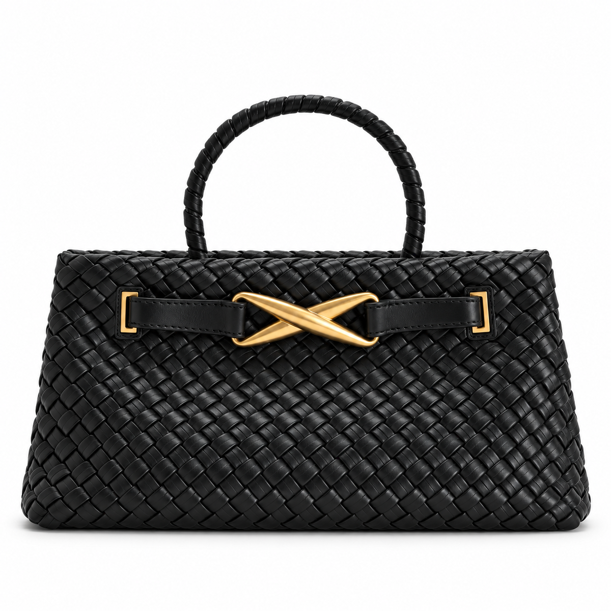 Avenza Elora Woven Vegan Leather Bag in Black