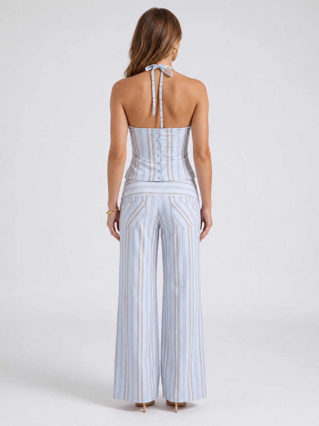 Orla Striped Pants Set back #Baby Blue