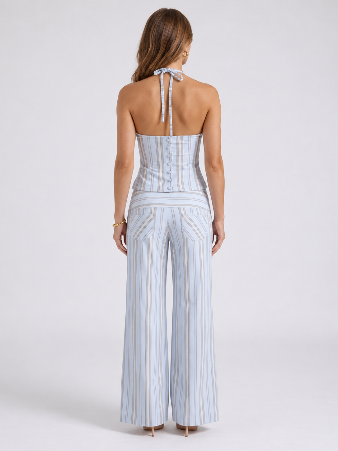Orla Striped Pants Set back #Baby Blue