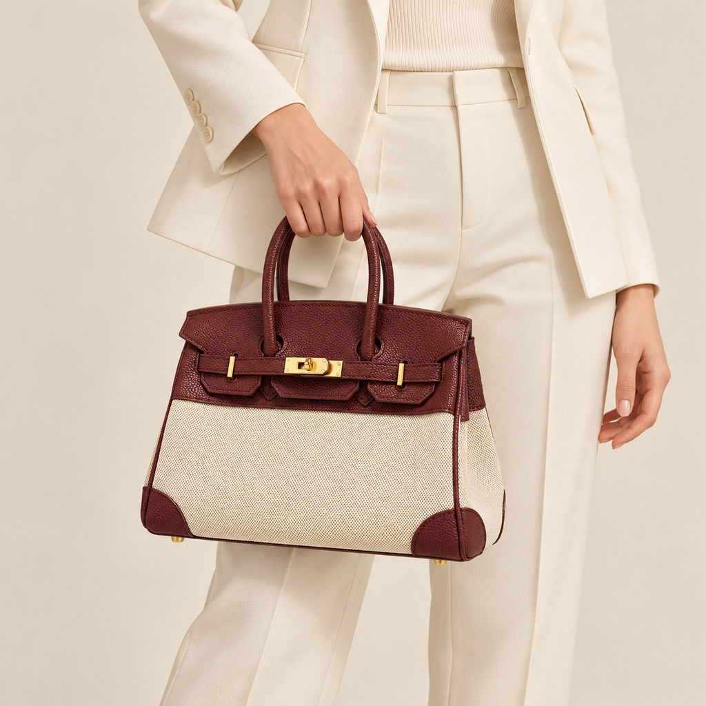 Avenza Beatrix Canvas & Vegan Leather Bag #Brown
