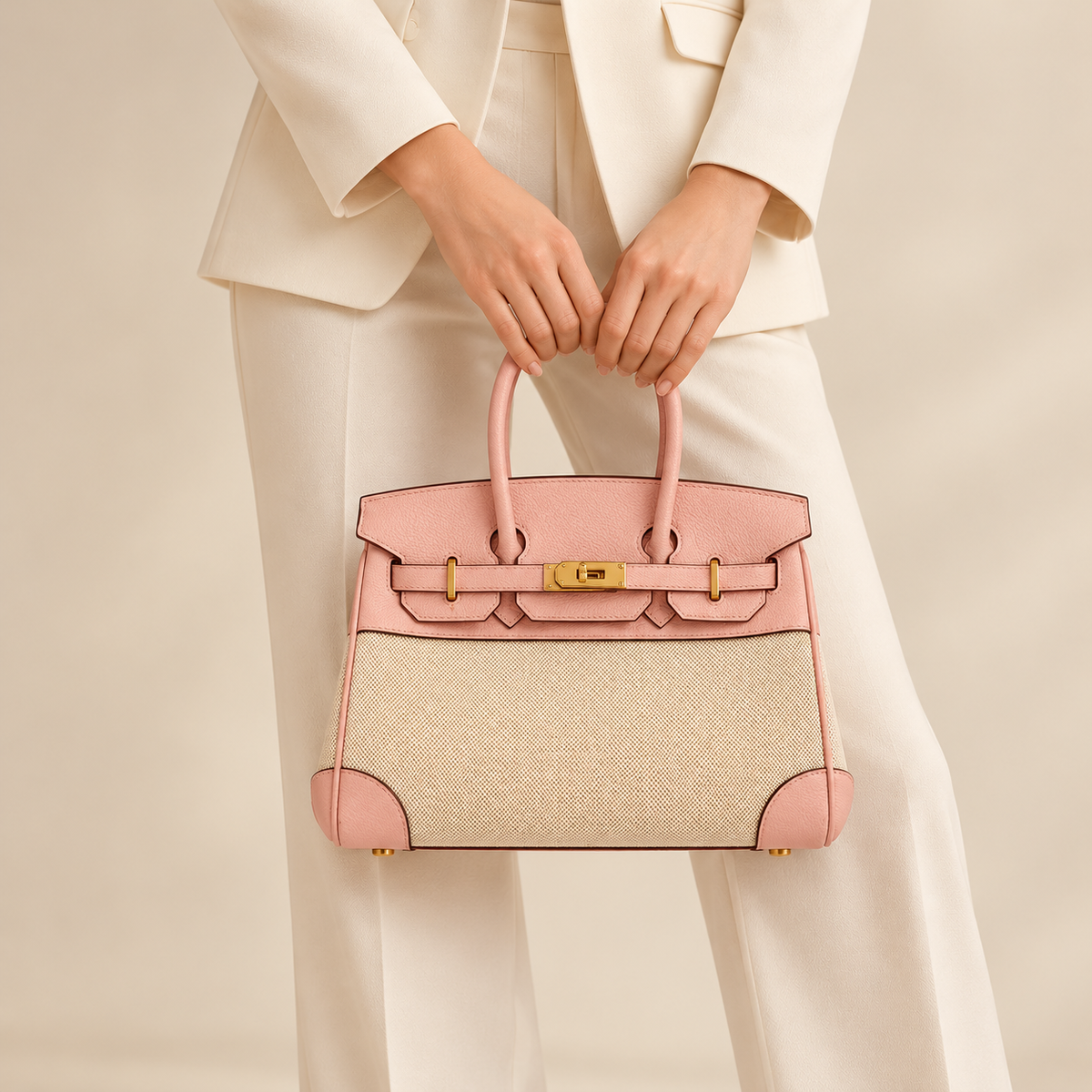 Avenza Beatrix Canvas & Vegan Leather Bag #Pink