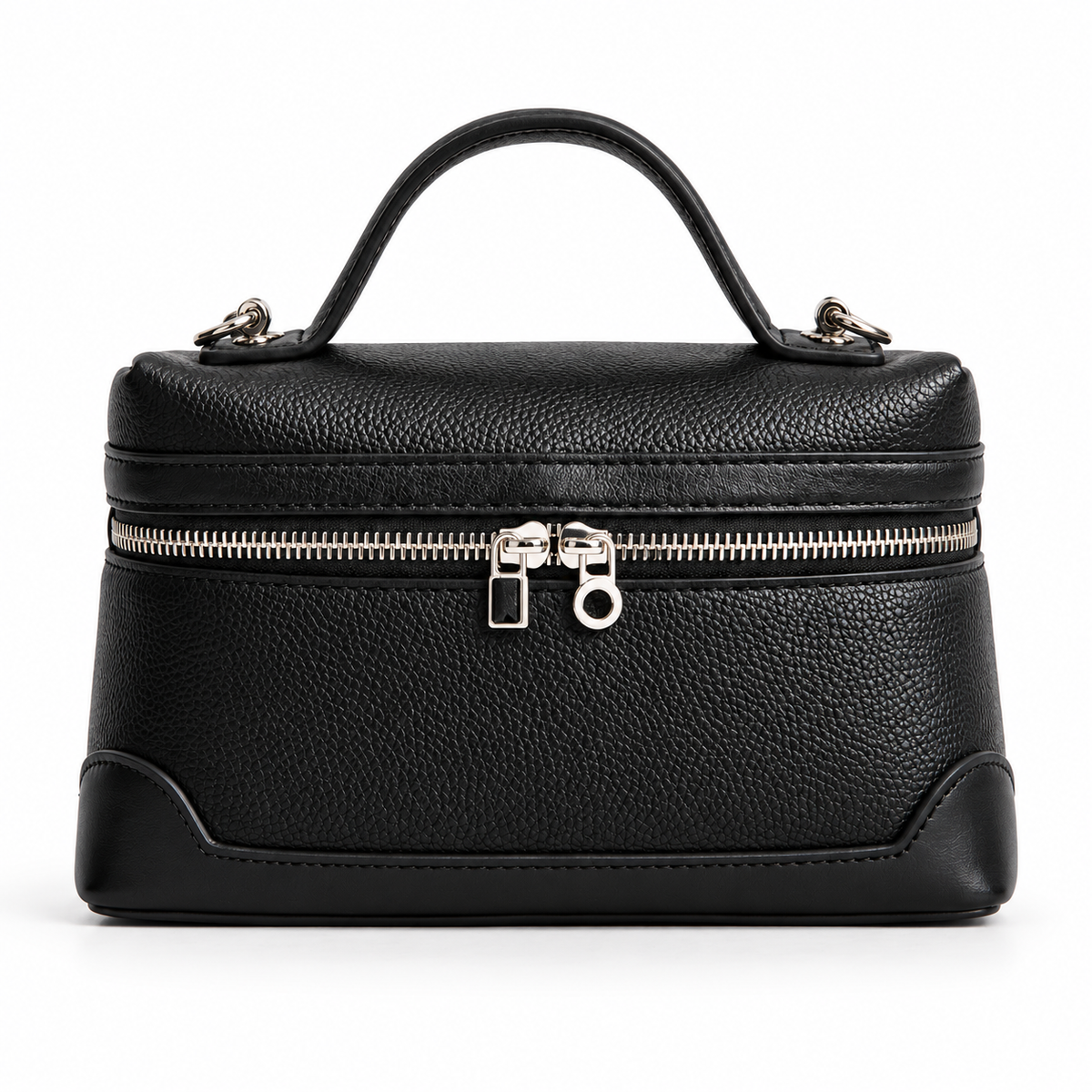 Avenza Camille Vegan Leather Vanity Bag #Black