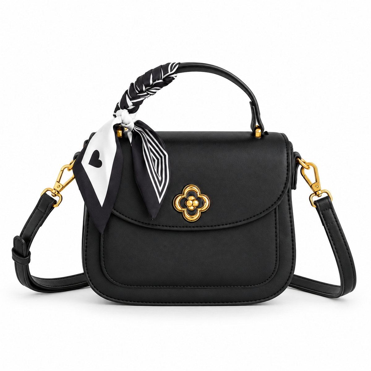 Avenza Celeste Vegan Leather Scarf Bag #Black