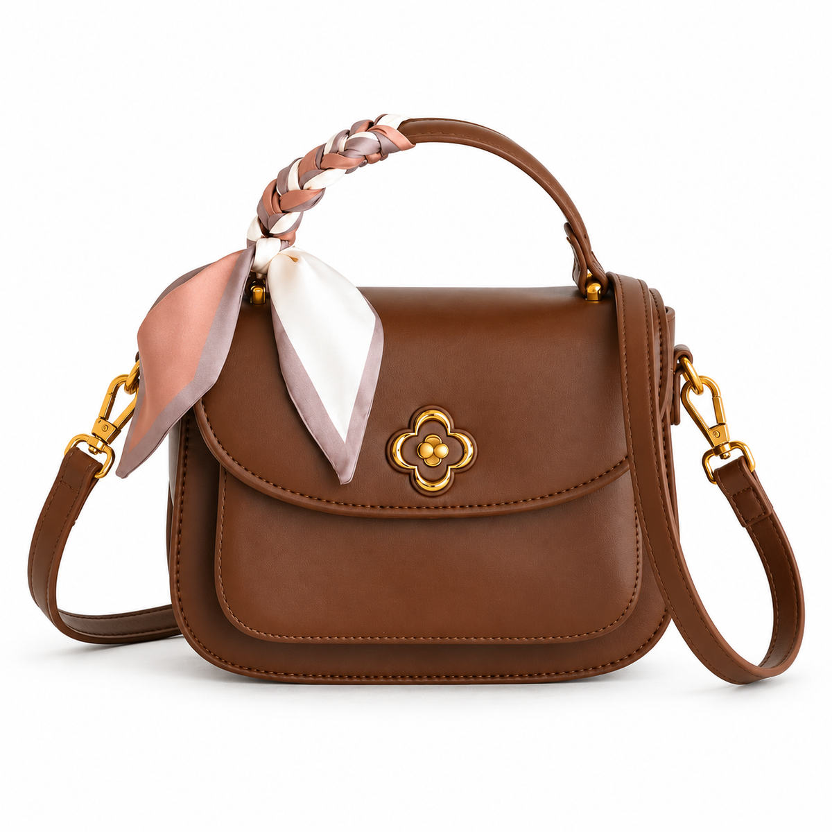 Avenza Celeste Vegan Leather Scarf Bag #Brown