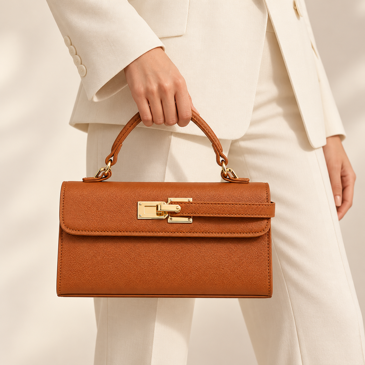 Avenza Celestine Two-Tone Top Handle Bag #Brown