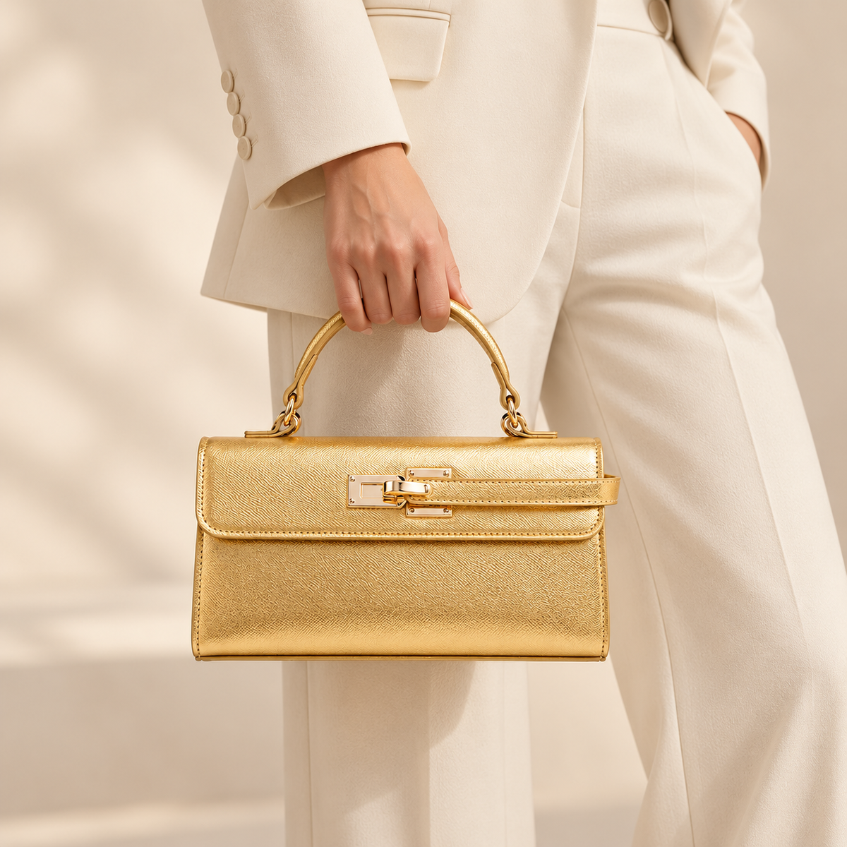 Avenza Celestine Two-Tone Top Handle Bag #Gold