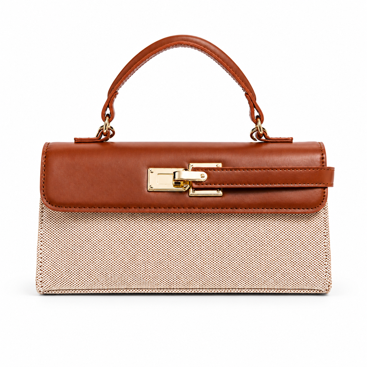 Avenza Celestine Two-Tone Top Handle Bag #Ivory & Brown