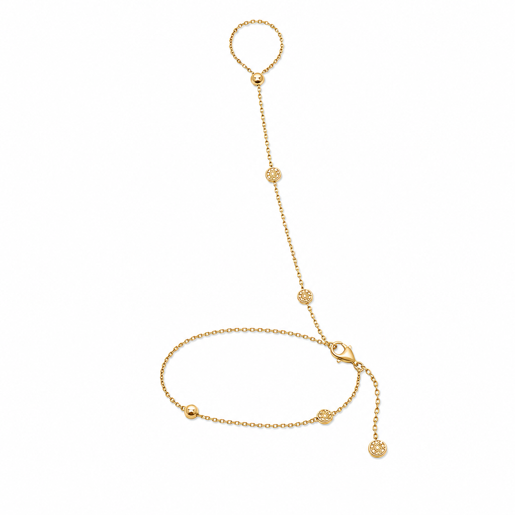 Golden Hojas Coin Hand Chain Bracelet #Gold
