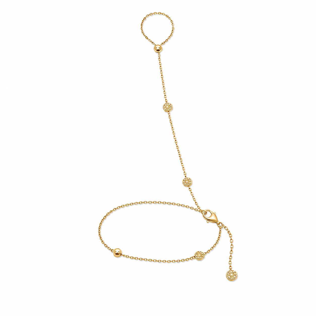 Golden Hojas Coin Hand Chain Bracelet #Gold
