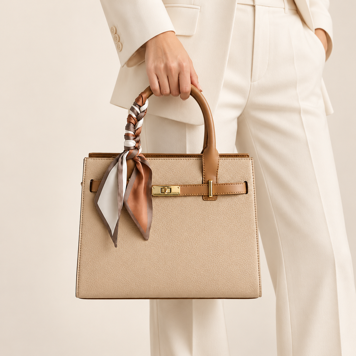 Avenza Élan Structured Vegan Leather Bag #Khaki