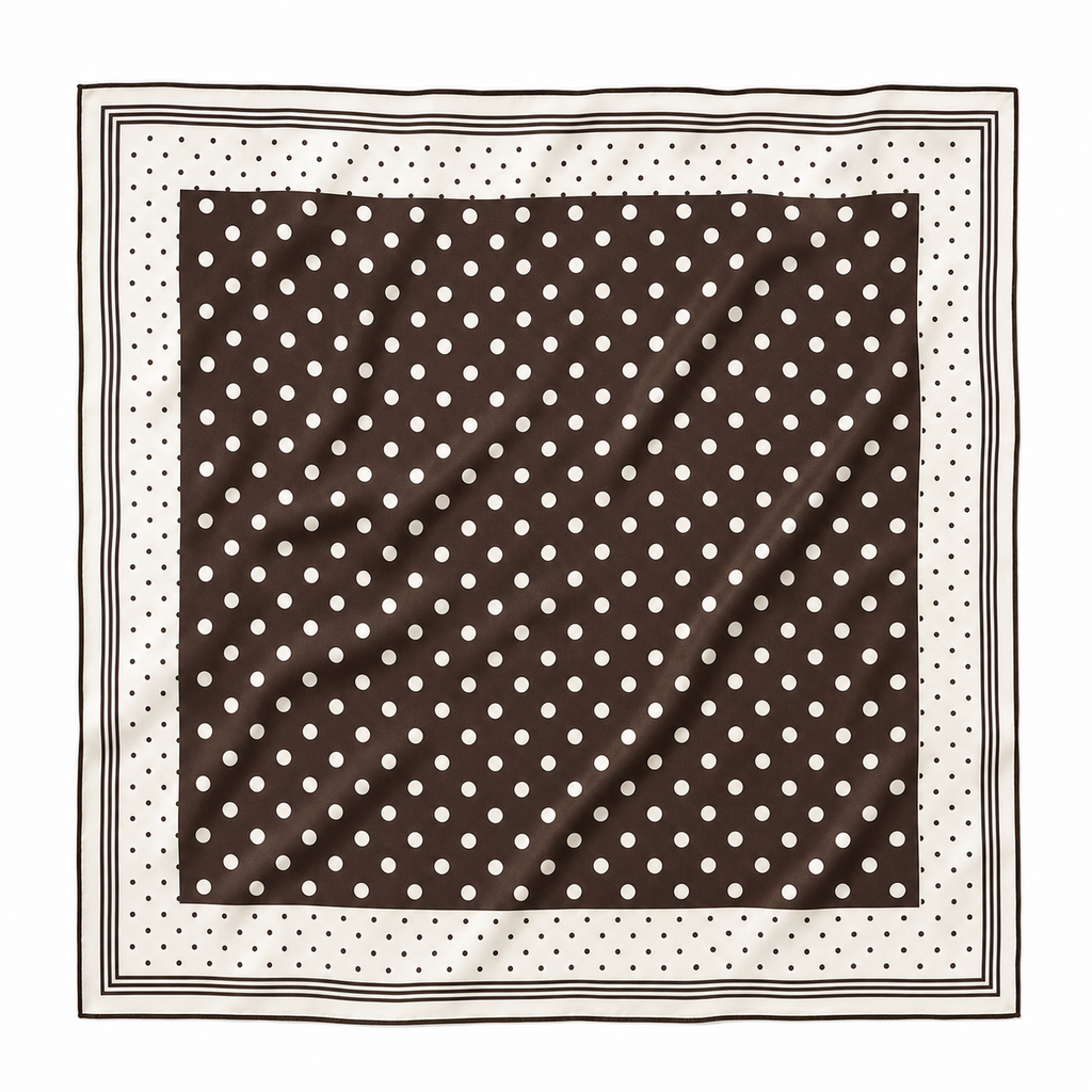 Cream and brown polka dot neck tie in brown