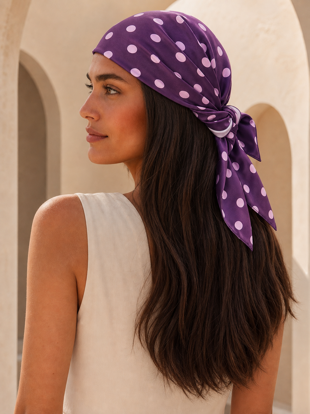 Polka Dot Satin Head Scarf
