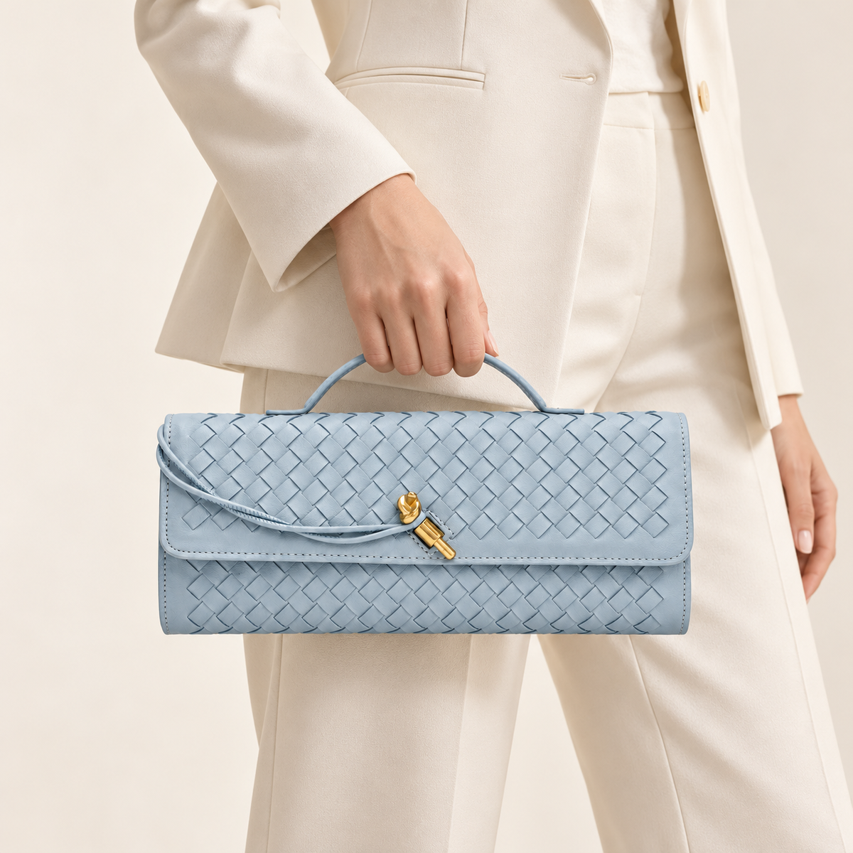 Avenza Isadora Woven Vegan Leather Bag #Blue