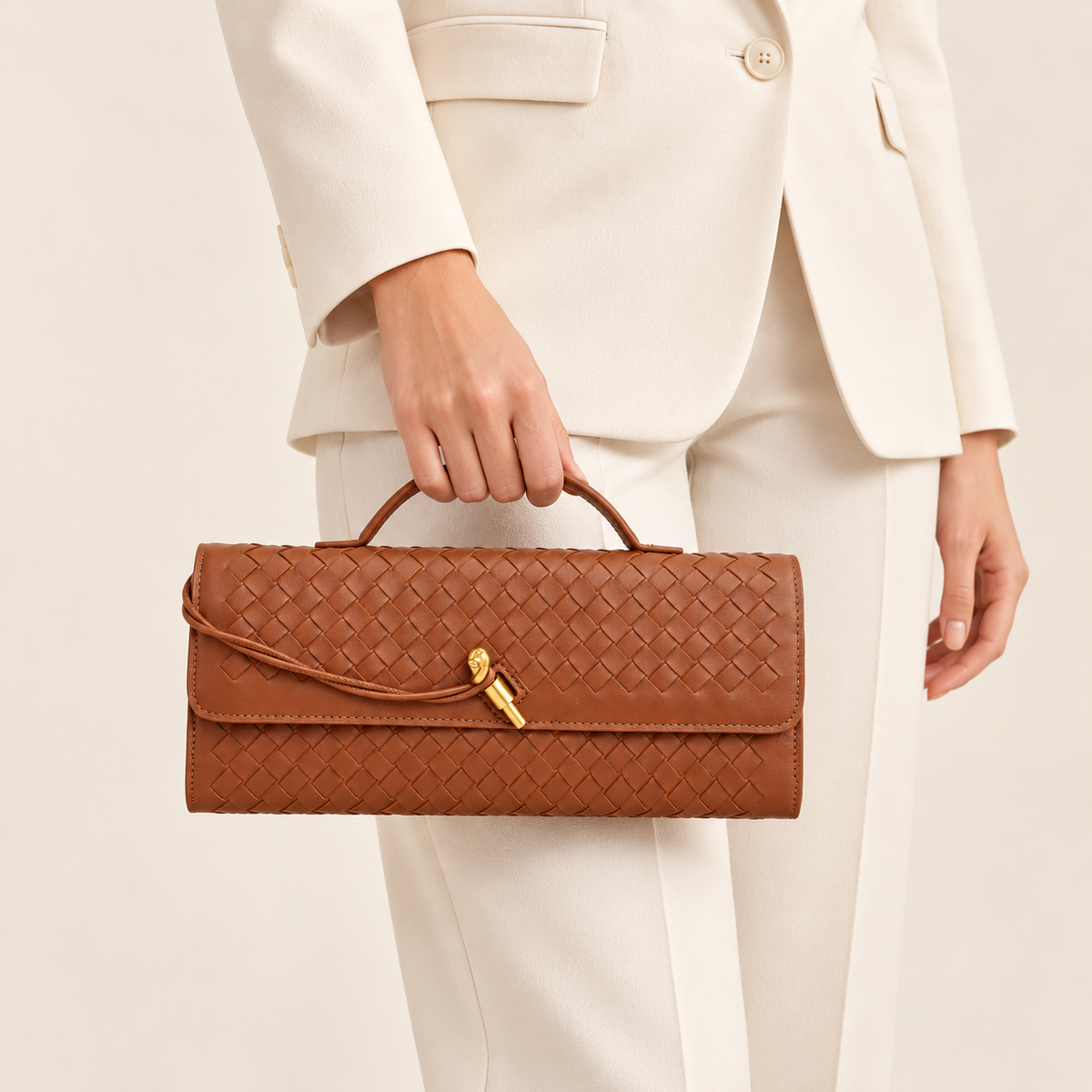 Avenza Isadora Woven Vegan Leather Bag #Brown