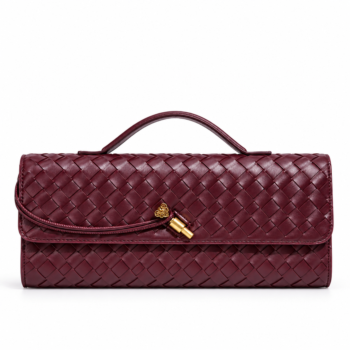 Avenza Isadora Woven Vegan Leather Bag #Burgundy