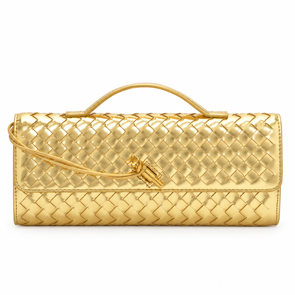 Avenza Isadora Woven Vegan Leather Bag #Gold